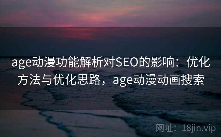 age动漫功能解析对SEO的影响：优化方法与优化思路，age动漫动画搜索