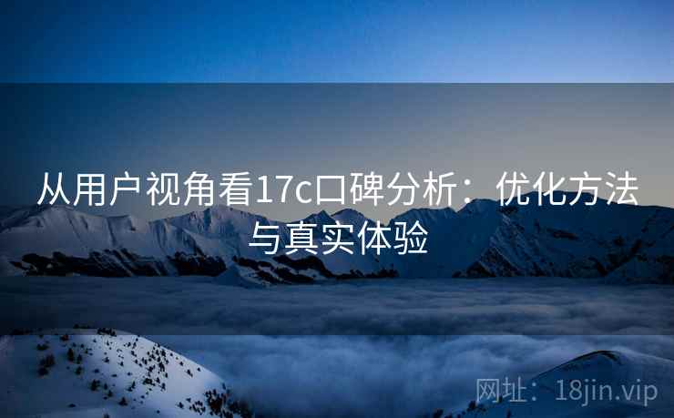 从用户视角看17c口碑分析:优化方法与真实体验 从用户视角看17c口碑分析:优化方法与真实体验